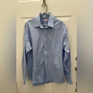 Joseph Abbound Blue Striped Button Down Long Sleeve Shirt. Size  17 1/2. 36/37